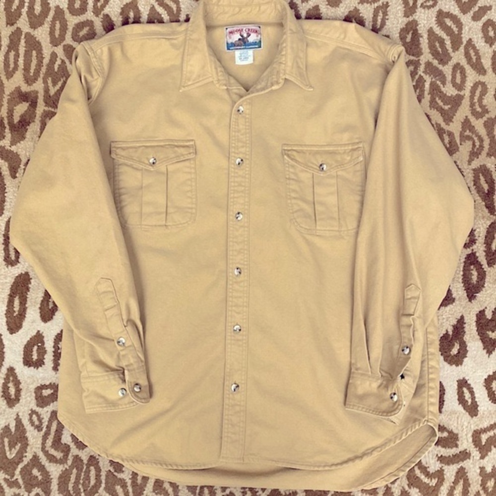 Moose Creek Mens XXL Flannel shirt Long sleeve Tan Cabincore Hunting warm winter